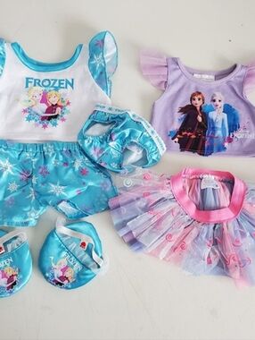Build a Bear Frozen Pajamas Outfit Top Shorts Slippers Undies Frozen II Top Tutu